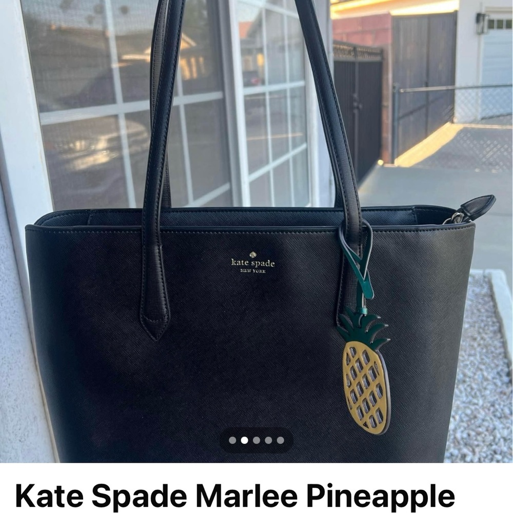 Kate Spade Black Tote with Pineapple Charm
